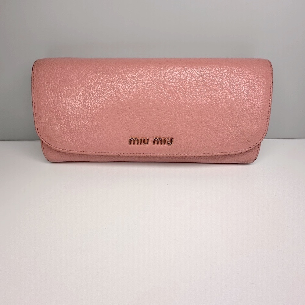 Miu Miu Pink Madras Leather Long Wallet - Picture 2 of 13